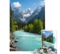 Puzzle da 1000 pezzi per ragazzi raffigurante un fiume turchese che scorre attraverso un paesaggio montano Puzzle fai-da-te da 1000 pezzi con taglio di precisione ideale come regalo