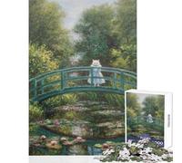 Puzzle da 1000 pezzi per ragazzi raffigurante un gatto sul ponte di Monet Gioco rilassante per tutta la famiglia antistress un regalo perfetto per gli appassionati di videogiochi (38x26cm)