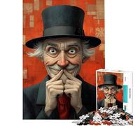 Puzzle da 1000 pezzi per ragazzi raffigurante un gentiluomo sorridente con cilindro e un gabinetto Un gioco impegnativo che migliora la memoria e offre un'esperienza interattiva Adatto a ragazzi