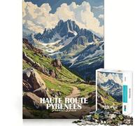 Puzzle da 1000 pezzi per ragazzi,raffigurante un paesaggio dei Pirenei con la rotta Haute Route,con intagli lisci,ideale per stimolare la mente e favorire il relax,perfetto per un'attività