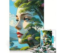 Puzzle da 1000 pezzi per ragazzi raffigurante un ritratto di donna nella natura gioco educativo divertente antistress regalo di Natale o compleanno 50x75cm