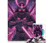 Puzzle da 1000 pezzi per ragazzi, raffigurante un samurai in un paesaggio urbano al neon, ideale per attività antistress, divertimento a casa e come regalo per gli appassionati di videogiochi 50x75cm