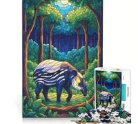 Puzzle da 1000 pezzi per ragazzi raffigurante un tapiro nella foresta in stile vetrata artistica gioco educativo allena la mente e la mano collezione d'artista opera d'arte 38x52cm
