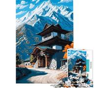 Puzzle da 1000 pezzi per ragazzi raffigurante un tempio giapponese con sfondo montano Puzzle per adulti giochi rilassanti divertenti e spiritosi perfetti come regalo per tutta la famiglia (50x75cm)
