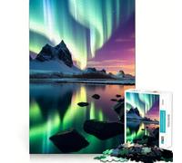 Puzzle da 1000 pezzi per ragazzi,raffigurante un tramonto aurora boreale,con bordi precisi Gioco di logica,divertimento rilassante,regalo di Natale artistico 38x52cm