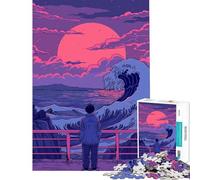 Puzzle da 1000 pezzi per ragazzi raffigurante un uomo che osserva un'onda gigante un gioco rilassante e stimolante per l'intelletto ideale come regalo per uomini e donne Un'opera d'arte (38x52cm)