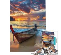 Puzzle da 1000 pezzi per ragazzi raffigurante una barca da pesca thailandese sulla spiaggia Un'opera d'arte divertente adatta a persone dai 14 anni in su (50x75cm)