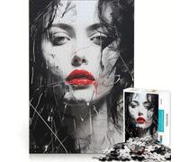 Puzzle da 1000 pezzi per ragazzi, raffigurante una bellissima donna con le labbra rosse, ideale per giochi in famiglia, attività divertenti da fare a casa e per rafforzare il legame di coppia 38x52cm