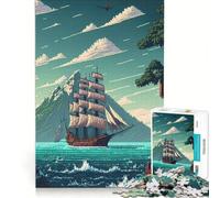 Puzzle da 1000 pezzi per ragazzi, raffigurante una bellissima nave a vela, ideale per giochi in famiglia, attività divertenti da fare a casa e per rafforzare il legame di coppia 38x26cm