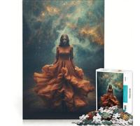 Puzzle da 1000 pezzi per ragazzi, raffigurante una donna in abito arancione, giocattolo educativo per tutta la famiglia, ideale come decorazione da scrivania 50x75cm