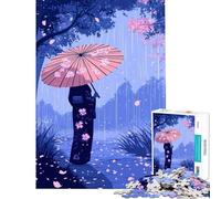 Puzzle da 1000 pezzi per ragazzi raffigurante una donna in kimono sotto i ciliegi in fiore Gioco per tutta la famiglia educativo regalo per donne e uomini (dimensioni 38x52cm)