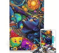 Puzzle da 1000 pezzi per ragazzi, raffigurante una donna sognante con uno sfondo astratto colorato Giocattolo antistress, ideale per il divertimento in famiglia, compleanni e Natale