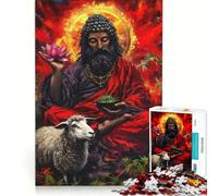 Puzzle da 1000 pezzi per ragazzi raffigurante una figura spirituale con loto e pecora giocattolo decorativo da parete decorazione per la casa ideale per compleanni e Natale 50x75cm
