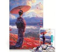Puzzle da 1000 pezzi per ragazzi, raffigurante una geisha che guarda il Fuji Un gioco pratico, divertente e spiritoso, perfetto come regalo di compleanno o per occasioni speciali 38x26cm