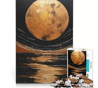 Puzzle da 1000 pezzi per ragazzi, raffigurante una luna dorata su uno specchio d'acqua scuro, ideale per giochi in famiglia, divertimento assicurato, collezione d'artista, belle arti 50x75cm