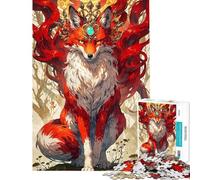 Puzzle da 1000 pezzi per ragazzi raffigurante una maestosa volpe con corona un'opera d'arte digitale ideale per adulti Giochi divertenti decorazione perfetta per compleanni e Natale (50x75cm)