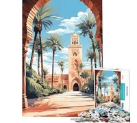 Puzzle da 1000 pezzi per ragazzi raffigurante una moschea nel cortile in Marocco Aiuta ad allenare la mente è una sfida impegnativa e rilassante Adatto a ragazzi dai 14 anni in su (38x52cm)