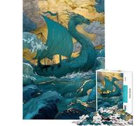 Puzzle da 1000 pezzi per ragazzi raffigurante una nave drago in un mare in tempesta Puzzle per famiglie ideale per divertirsi in famiglia e come regalo per tutta la famiglia (dimensioni 50x75cm)