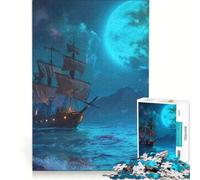 Puzzle da 1000 pezzi per ragazzi raffigurante una nave pirata e un paesaggio giocattolo educativo attività per famiglie regalo per donne 38x26cm