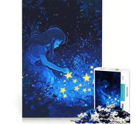 Puzzle da 1000 pezzi per ragazzi, raffigurante una ragazza con stelle in un giardino, gioco educativo, antistress, collezione d'artista, opera d'arte 50x75cm