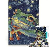 Puzzle da 1000 pezzi per ragazzi, raffigurante una rana in una notte stellata, un gioco pratico per tutta la famiglia, ideale come decorazione da scrivania 50x75cm