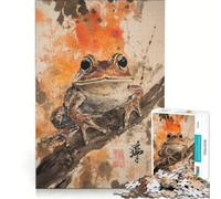 Puzzle da 1000 pezzi per ragazzi, raffigurante una rana su un ramo, con pittura a inchiostro Gioco pratico, ideale per divertirsi in famiglia e perfetto come decorazione da scrivania 38x26cm