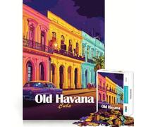 Puzzle da 1000 pezzi per ragazzi,raffigurante una scena di strada della Vecchia Avana,Cuba Taglio liscio,gioco stimolante per la mente,attività rilassante per il compleanno (50x75cm)