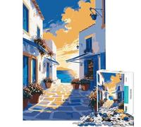 Puzzle da 1000 pezzi per ragazzi raffigurante una scena di strada di un'isola greca gioco sfida per l'intelligenza giocattolo che crea dipendenza regalo artistico attività per tutta la famiglia