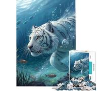 Puzzle da 1000 pezzi per ragazzi raffigurante una tigre bianca sottomarina con pesci un gioco stimolante e divertente un'opera d'arte un'idea regalo (dimensioni 38x26cm)
