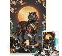 Puzzle da 1000 pezzi per ragazzi raffigurante una tigre decorata con luna e fiori un giocattolo antistress ideale per divertirsi a casa e come regalo 50x75cm