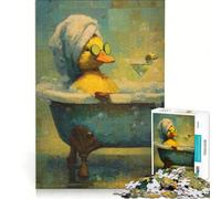 Puzzle da 1000 pezzi per ragazzi, raffigurante un'anatra nella vasca da bagno con un cocktail, un gioco antistress, un'attività di assemblaggio, compleanno e Natale 38x26cm
