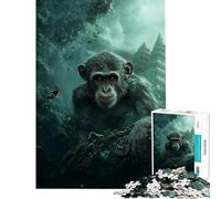 Puzzle da 1000 pezzi per ragazzi raffigurante uno scimpanzé nella giungla Un puzzle difficile e stimolante perfetto per decorare la casa e per alleviare lo stress Adatto a partire dai 14 anni