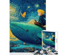 Puzzle da 1000 pezzi per ragazzi: ragazzo che cavalca una balena sulla città Van Gogh Giochi divertenti taglio di precisione decorazione per la casa giocattoli per rafforzare l'amore tra le coppie
