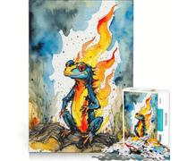 Puzzle da 1000 pezzi per ragazzi, Rana di fuoco ad acquerello, gioco educativo, attività divertenti da fare a casa, per rafforzare l'amore tra le coppie 38x26cm