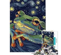 Puzzle da 1000 pezzi per ragazzi rana in una notte stellata gioco rilassante decorazione da parete ideale come regalo per tutta la famiglia (dimensioni 38x52cm)