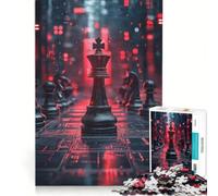 Puzzle da 1000 pezzi per ragazzi, re nero degli scacchi, gioco impossibile, interazione genitore-figlio, regalo stimolante 38x26cm
