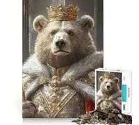 Puzzle da 1000 pezzi per ragazzi,Re Orso,con bordi precisi,gioco divertente e accogliente,ideale per decorazioni natalizie (38x52cm)