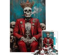 Puzzle da 1000 pezzi per ragazzi Re Scheletro in Abito Rosso Puzzle per adulti Giochi per famiglie Un'opera d'arte stimolante da completare (Dimensioni 50x75cm)