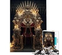 Puzzle da 1000 pezzi per ragazzi Re Scheletro sul Trono di Ossa gioco educativo e stimolante ideale come regalo di compleanno (dimensioni 38x26cm)