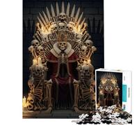 Puzzle da 1000 pezzi per ragazzi Re Scheletro sul Trono di Ossa Sfida per l'intelligenza e la memoria Giocattolo educativo che crea dipendenza Migliora la memoria Regalo di compleanno (38x52cm)