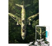 Puzzle da 1000 pezzi per ragazzi relitto di un aereo nella giungla giocattolo per ragazzi decorazione da parete regalo per amici e familiari per migliorare la memoria (dimensioni 50x75cm)