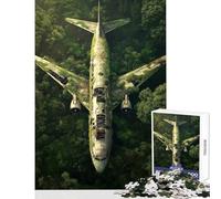 Puzzle da 1000 pezzi per ragazzi relitto di un aereo nella giungla giochi rilassanti per tutta la famiglia giocattoli antistress collezione d'artista belle arti (50x75cm)