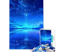 Puzzle da 1000 pezzi per ragazzi riflessi blu cielo stellato giocattolo educativo giochi rilassanti per divertimento in famiglia regalo di Babbo Natale segreto (dimensioni 38x26cm)