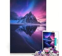 Puzzle da 1000 pezzi per ragazzi: Riflesso di montagna sotto l'aurora boreale giocattolo fai-da-te migliora la memoria collezione d'artista belle arti 38x52cm