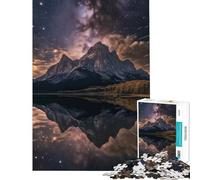Puzzle da 1000 pezzi per ragazzi Riflesso di montagna sotto un cielo stellato Una sfida da completare che migliora la memoria Giocattolo fai-da-te per ragazzi dai 14 anni in su (38x26cm)