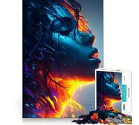 Puzzle da 1000 pezzi per ragazzi,ritratto astratto blu e arancione,con incastri lisci,divertente,gioco di logica,regalo,gioco rilassante,arte per il tempo libero natalizio 38x26cm