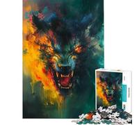 Puzzle da 1000 pezzi per ragazzi ritratto astratto di lupo sfida impegnativa da completare giocattolo fai-da-te per ragazzi dai 14 anni in su 38x26cm