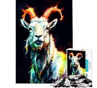 Puzzle da 1000 pezzi per ragazzi ritratto colorato di capra di montagna giocattolo educativo gioco per famiglie divertimento in famiglia ottimo regalo per gli amanti dei giochi (dimensioni 38x26cm)