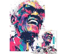 Puzzle da 1000 pezzi per ragazzi ritratto colorato di Ray Charles puzzle per adulti giochi per famiglie migliora la memoria compleanni e occasioni speciali (dimensioni 38x26cm)