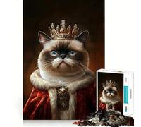 Puzzle da 1000 pezzi per ragazzi,ritratto del Re Gatto,incastro perfetto,gioco divertente,concentrazione,svago,divertimento,decorazione natalizia da parete (50x75cm)